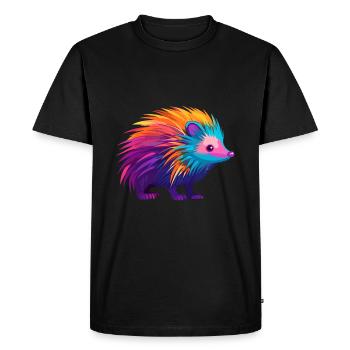 Porcupine Colorful Watercolor Cartoon Kawaii Anima - Men's Premium Organic T-Shirt - black - Front - Nico (187cm)