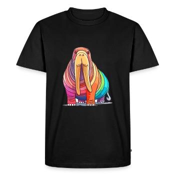 Morse aquarelle colorée dessin animé Kawaii Animal - T-shirt Premium bio Homme - noir - Devant - Nico (187cm)