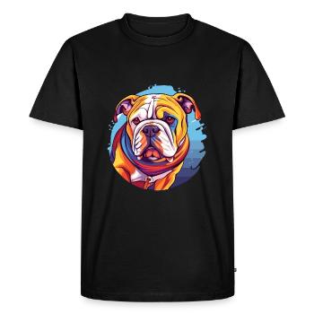 Bouledogue Aquarelle Colorée Dessin Animé Kawaii Animal - T-shirt Premium bio Homme - noir - Devant - Nico (187cm)