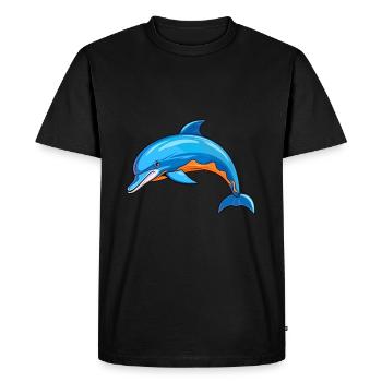 Dauphin Aquarelle Colorée Dessin Animé Kawaii Animal - T-shirt Premium bio Homme - noir - Devant - Nico (187cm)