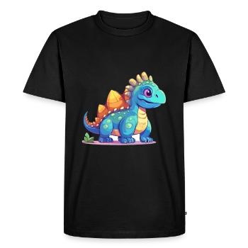 Dinosaure Aquarelle Colorée Dessin Animé Kawaii Animal - T-shirt Premium bio Homme - noir - Devant - Nico (187cm)