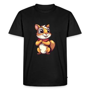 Chipmunk Aquarelle Colorée Dessin Animé Kawaii Animal - T-shirt Premium bio Homme - noir - Devant - Nico (187cm)