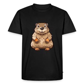Groundhog Colorful Watercolor Cartoon Kawaii Anima - Men's Premium Organic T-Shirt - black - Front - Nico (187cm)