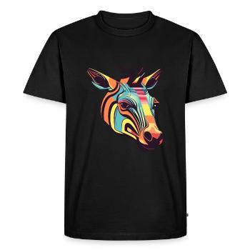 Okapi Colorful Watercolor Cartoon Kawaii Animal - Men's Premium Organic T-Shirt - black - Front - Nico (187cm)