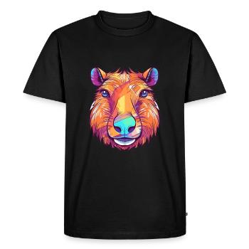 Capybara Colorful Watercolor Cartoon Kawaii Animal - Men's Premium Organic T-Shirt - black - Front - Nico (187cm)