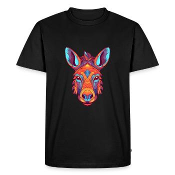 Âne Coloré Aquarelle Dessin Animé Kawaii Animal - T-shirt Premium bio Homme - noir - Devant - Nico (187cm)