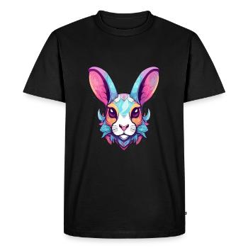 Lapin Aquarelle Colorée Dessin Animé Kawaii Animal - T-shirt Premium bio Homme - noir - Devant - Nico (187cm)