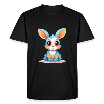 Lapin Aquarelle Colorée Dessin Animé Kawaii Animal - T-shirt Premium bio Homme - noir - Devant - Nico (187cm)