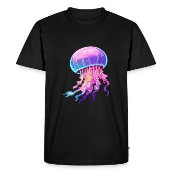 Jellyfish Colorful Watercolor Cartoon Kawaii Anima - Men's Premium Organic T-Shirt - black - Front - Nico (187cm)