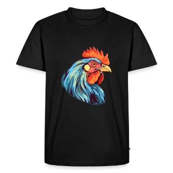 Poule Aquarelle Colorée Dessin Animé Kawaii Animal - T-shirt Premium bio Homme - noir - Devant - Nico (187cm)