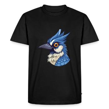 Geai bleu coloré aquarelle dessin animé Kawaii Animal - T-shirt Premium bio Homme - noir - Devant - Nico (187cm)