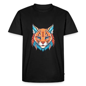 Bobcat Aquarelle colorée Dessin animé Kawaii Animal - T-shirt Premium bio Homme - noir - Devant - Nico (187cm)