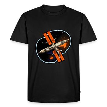 Satellite spatial - T-shirt Premium bio Homme - noir - Devant - Nico (187cm)