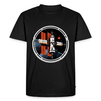 Satellite spatial - T-shirt Premium bio Homme - noir - Devant - Nico (187cm)
