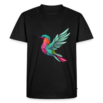 Colibri mignon dessin animé kawaii aquarelle Animal - T-shirt Premium bio Homme - noir - Devant - Nico (187cm)