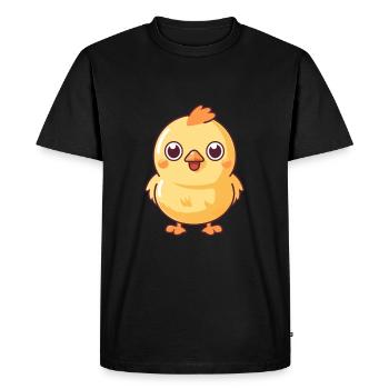 Poule mignon dessin animé kawaii aquarelle animal animal de compagnie - T-shirt Premium bio Homme - noir - Devant - Nico (187cm)