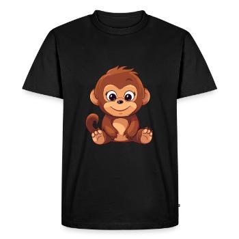 Orang-outan mignon dessin animé kawaii aquarelle Animal Pe - T-shirt Premium bio Homme - noir - Devant - Nico (187cm)