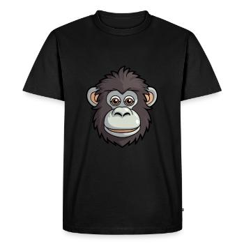 Babouin Mignon Dessin Animé Kawaii Aquarelle Animal De Compagnie - T-shirt Premium bio Homme - noir - Devant - Nico (187cm)
