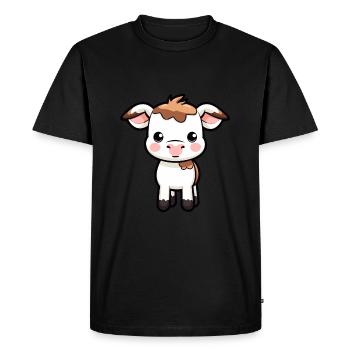 Vache Mignon Dessin Animé Kawaii Aquarelle Animal Animal De Compagnie - T-shirt Premium bio Homme - noir - Devant - Nico (187cm)