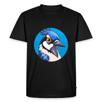 Geai bleu oiseau vitrail coloré dessin animé Kawai - T-shirt Premium bio Homme - noir - Devant - Nico (187cm)