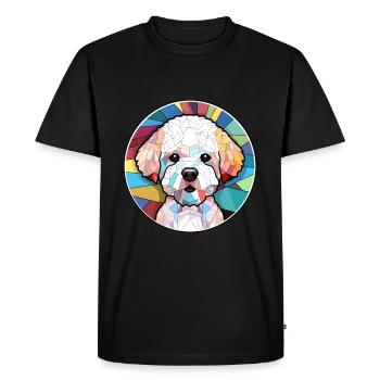 Bichons Frise chien vitrail coloré dessin animé K - T-shirt Premium bio Homme - noir - Devant - Nico (187cm)