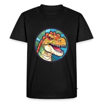 Dinosaure vitrail coloré dessin animé Kawaii Ani - T-shirt Premium bio Homme - noir - Devant - Nico (187cm)