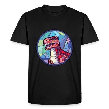 Dinosaure vitrail coloré dessin animé Kawaii Ani - T-shirt Premium bio Homme - noir - Devant - Nico (187cm)