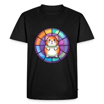 Hamster vitrail coloré Cartoon Kawaii Anim - T-shirt Premium bio Homme - noir - Devant - Nico (187cm)