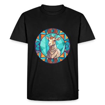 Chèvre vitrail coloré dessin animé Kawaii Animal - T-shirt Premium bio Homme - noir - Devant - Nico (187cm)