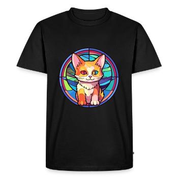 Kitten Stained Glass Colorful Cartoon Kawaii Anima - Men's Premium Organic T-Shirt - black - Front - Nico (187cm)
