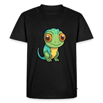 Chameleon Cute Cartoon Kawaii Watercolor Animal Pe - Men's Premium Organic T-Shirt - black - Front - Nico (187cm)