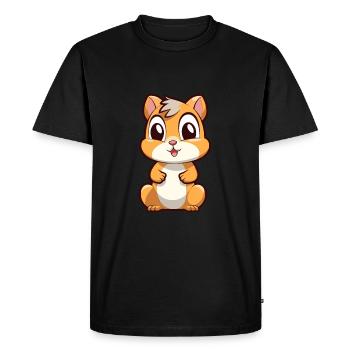Chipmunk Mignon Dessin Animé Kawaii Aquarelle Animal de compagnie - T-shirt Premium bio Homme - noir - Devant - Nico (187cm)