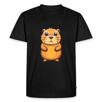 Gopher mignon dessin animé kawaii aquarelle animal animal de compagnie - T-shirt Premium bio Homme - noir - Devant - Nico (187cm)