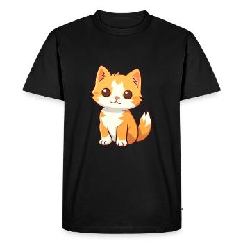 Kitten Cute Cartoon Kawaii Watercolor Animal Pet - Men's Premium Organic T-Shirt - black - Front - Nico (187cm)