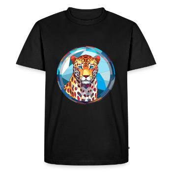 Léopard vitrail coloré dessin animé Kawaii Anim - T-shirt Premium bio Homme - noir - Devant - Nico (187cm)