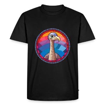 Autruche vitrail coloré dessin animé Kawaii Anim - T-shirt Premium bio Homme - noir - Devant - Nico (187cm)