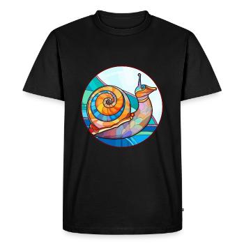 Escargot vitrail coloré Cartoon Kawaii Animal - T-shirt Premium bio Homme - noir - Devant - Nico (187cm)