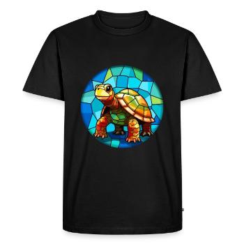 Turtle Stained Glass Colorful Cartoon Kawaii Anima - Men's Premium Organic T-Shirt - black - Front - Nico (187cm)