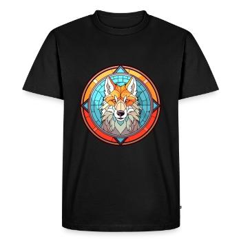 Wolf Stained Glass Colorful Cartoon Kawaii Animal - Men's Premium Organic T-Shirt - black - Front - Nico (187cm)