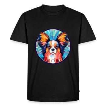 Papillon chien vitrail coloré dessin animé Kawaii - T-shirt Premium bio Homme - noir - Devant - Nico (187cm)