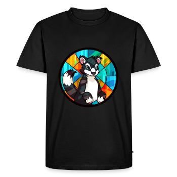 Skunk vitrail coloré dessin animé Kawaii Animal - T-shirt Premium bio Homme - noir - Devant - Nico (187cm)