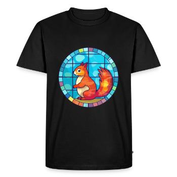 Squirrel Stained Glass Colorful Cartoon Kawaii Ani - Men's Premium Organic T-Shirt - black - Front - Nico (187cm)