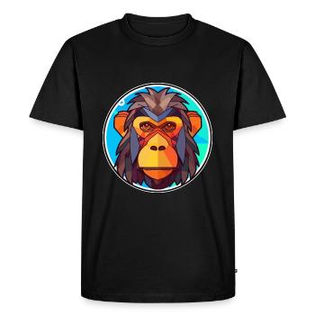 Babouin vitrail coloré dessin animé Kawaii Anima - T-shirt Premium bio Homme - noir - Devant - Nico (187cm)