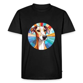 Whippet chien vitrail coloré dessin animé Kawaii - T-shirt Premium bio Homme - noir - Devant - Nico (187cm)