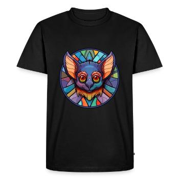 Bat Stained Glass Colorful Cartoon Kawaii Animal - Men's Premium Organic T-Shirt - black - Front - Nico (187cm)