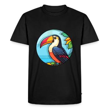 Toucan Stained Glass Colorful Cartoon Kawaii Anima - Men's Premium Organic T-Shirt - black - Front - Nico (187cm)