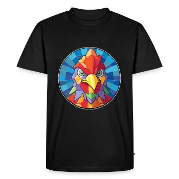 Poulet vitrail coloré dessin animé Kawaii Anim - T-shirt Premium bio Homme - noir - Devant - Nico (187cm)