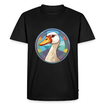 Oie vitrail coloré Cartoon Kawaii Animal - T-shirt Premium bio Homme - noir - Devant - Nico (187cm)