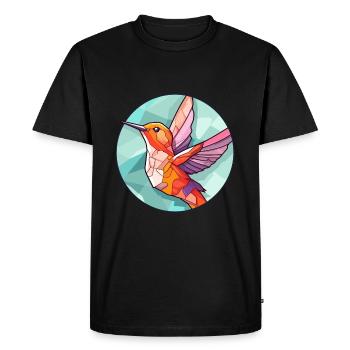 Colibri vitrail coloré dessin animé Kawaii - T-shirt Premium bio Homme - noir - Devant - Nico (187cm)