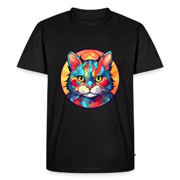 Kitten Stained Glass Colorful Cartoon Kawaii Anima - Men's Premium Organic T-Shirt - black - Front - Nico (187cm)